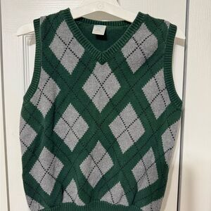 Gymboree Argyle Green Knit Sweater Vest, Boys size medium 8/10